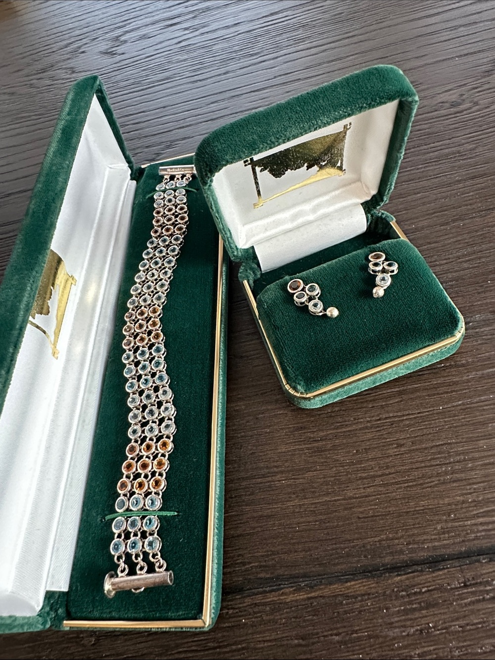 Marilyn & Co 925 sterling silver and multicolor gem stone bracelet & earrings